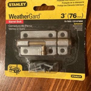 Stanley Weather Gard Barrel Bolt 3”(76mm) Galvanized for outdoor New unopened
